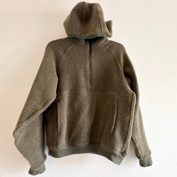Outdoor Voices MegaFleece 1/2 Wool Blend Half Zip Women's XS Green Hoodie Jacket - Picture 4 of 10